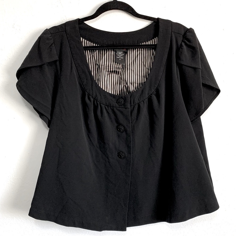Torrid Black Buttoned Cropped Blazer